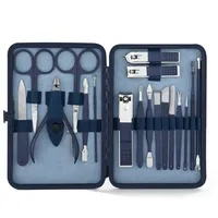 12/18pcs Manicure Set Color Contrast sets Nail Clippers Cutter Tools Kits Stainless Steel Pedicure Travel Case for man woman