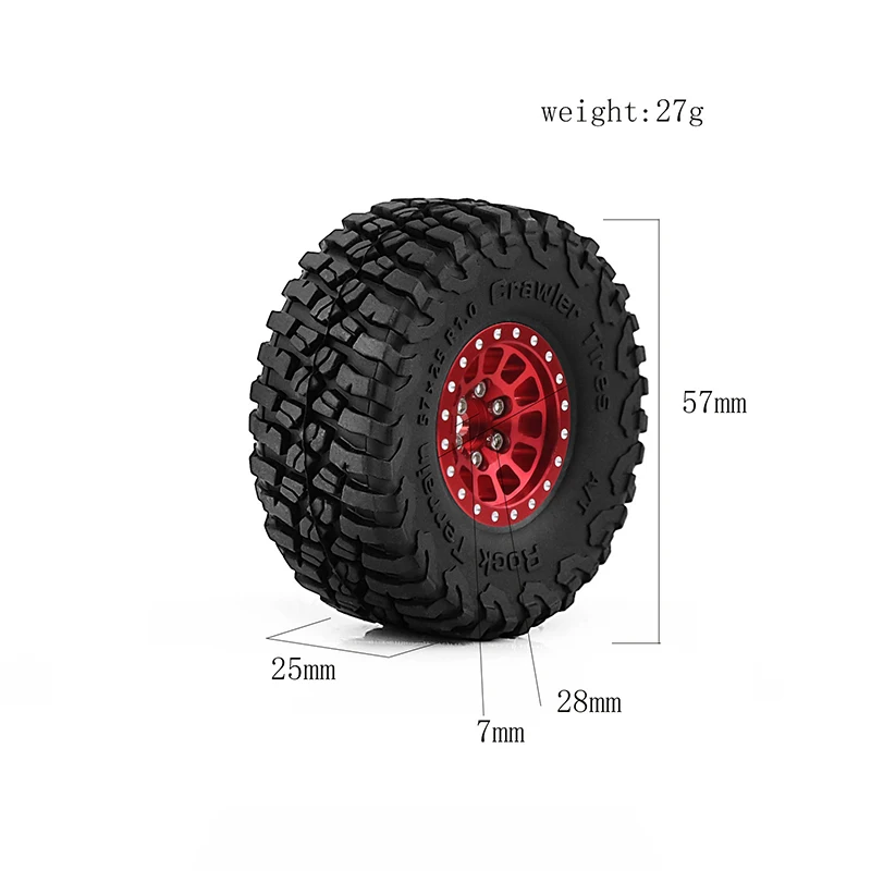 VGEBY roue 4 pièces noir 1.9 pouces pneu en caoutchouc avec perle RC