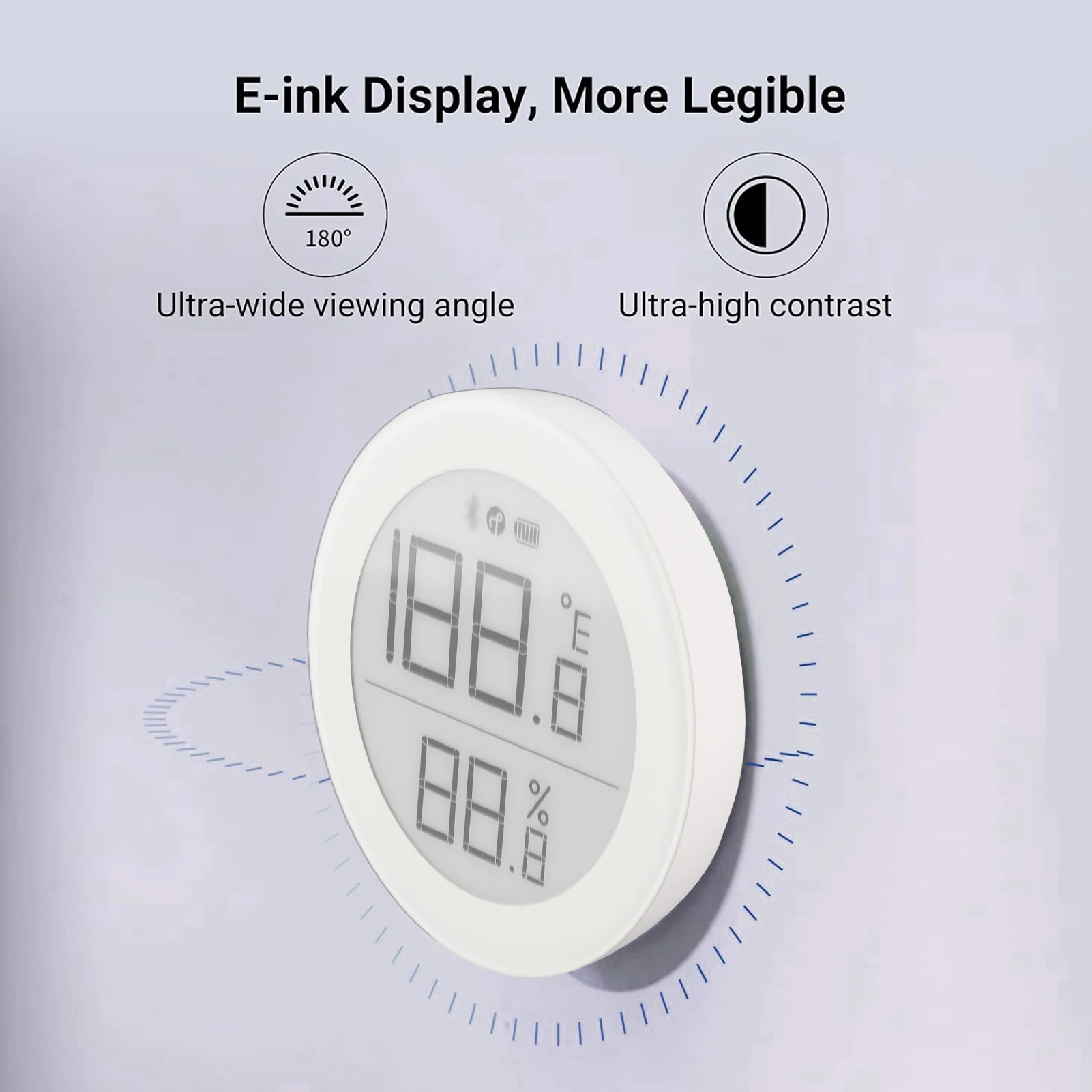 Matter Smart Home Temperature Humidity Monitor E-ink Display Sensor BT Compatible Apple / Mi Home APP Remote Access and Automati