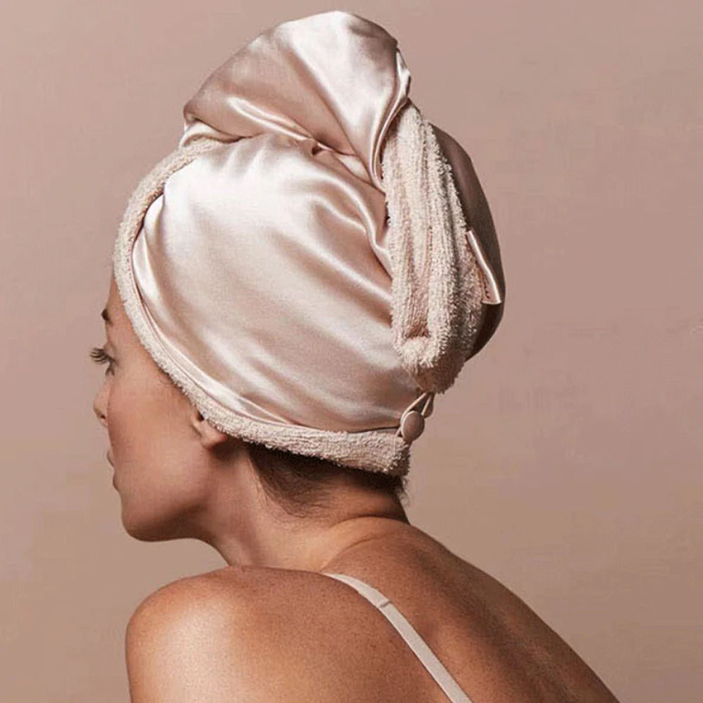 YANRONG Hair Care Hood Hat, Tampão de cabelo seco rápido, 100% seda