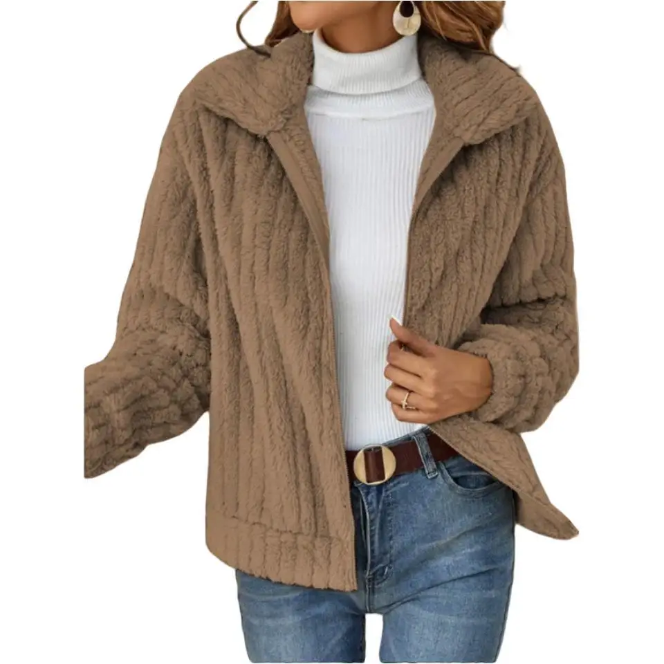 2024 Autumn and Winter New Plush Cardigan Lapel Short Jacket Traf 2024 Woman New in Outerwears Cozy Coats for Women Deals Trf