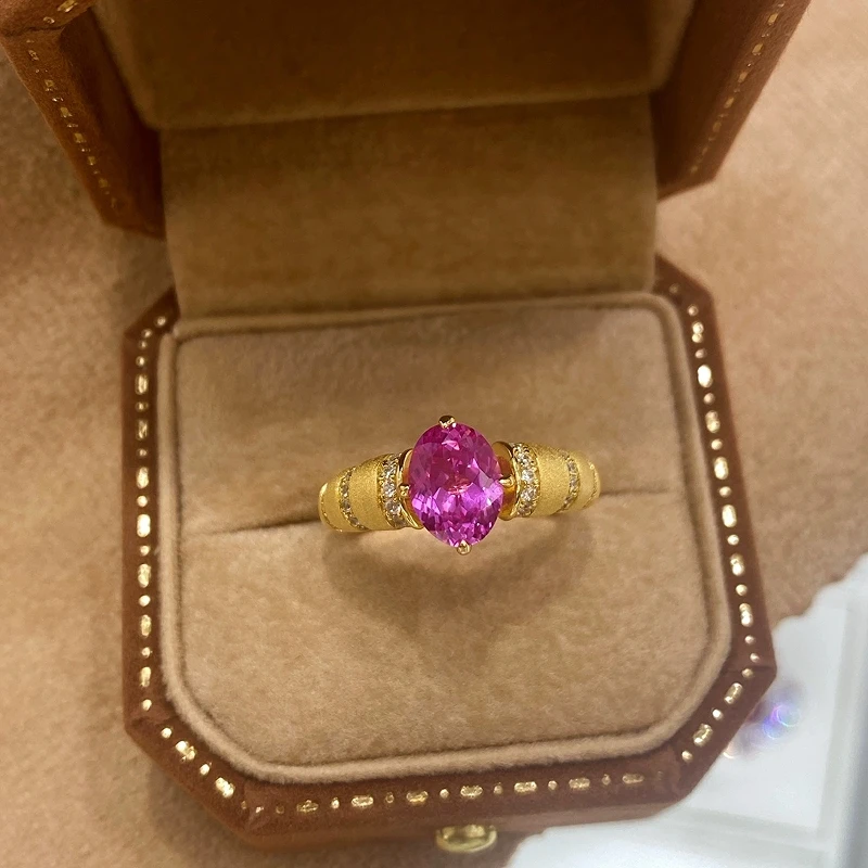 Hot selling laboratory cultivated colorful egg shaped 1.5-carat ring for women S925 silver high-end jewelry