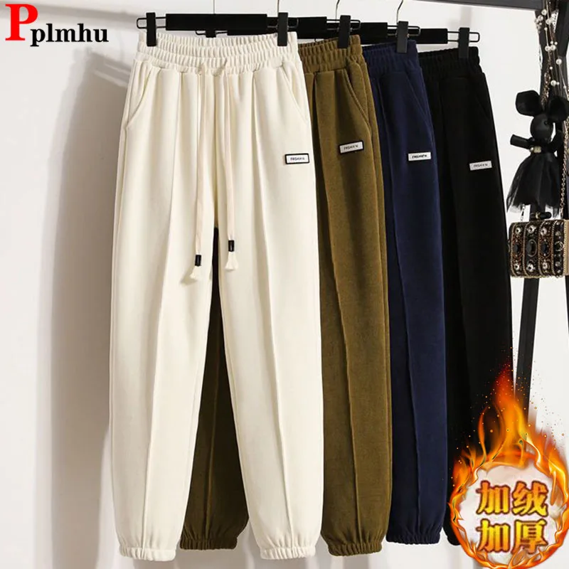 

Women Thicken Loose Harem Pants Winter Warm Elastic High Waist Velvet Lined Pantalones Casual Ankle Length Calcas Feminina New