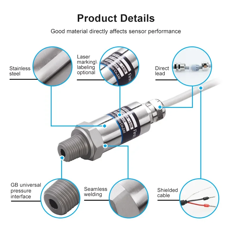 FST100-1003 Firstrate 10bar 3.3v 3v Water Gas Hydraulic Oil High Accuracy i2c Pressure Sensor