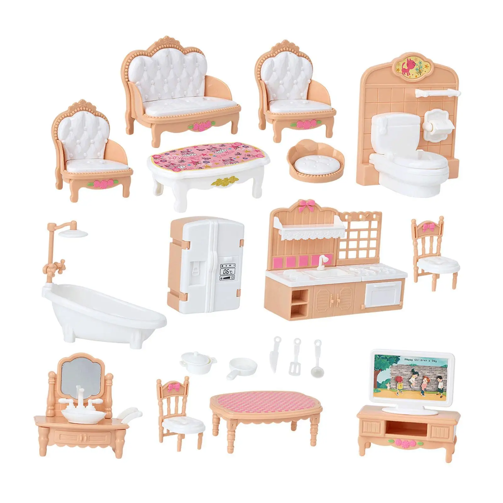 Dollhouse Furniture Set Classic 1:12 for Kids Boys Girls Birthday Gifts