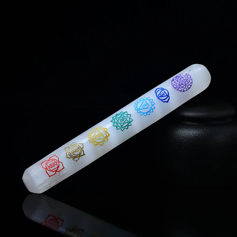 

1PC Natural Gypsum Selenite Plaster Handmake Pillar Shape Crystal Raw Reiki Colorfull chakras Charging Mineral Chakra Plate Gft