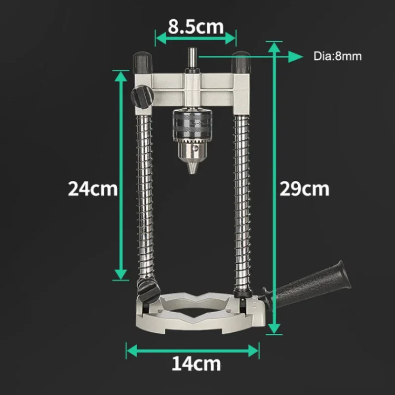 

Precision Drill Holder Pipe Drill Holder Stand Drilling Guide with Adjustable Angle and Removeable Handle DIY tool