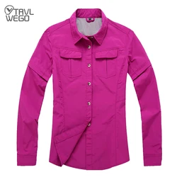 TRVLWEGO Camping Hiking Shirt Women Summer Outdoor Quick Dry Removable Mosquito Control Walking Travel Climbing Trekking Blouse