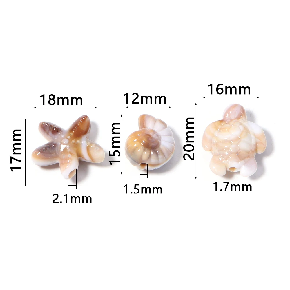 50pcs/lot Ocean Series Acrylic Beads Starfish Conch Turtle Shape Loose Spacer Beads For DIY Charms Bracelet Necklace Accessories image 2