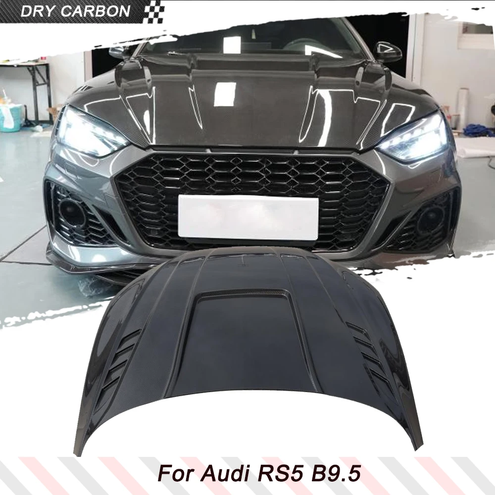 

Dry Carbon Fiber Car Front Bumper Engine Hood For Audi RS5 B9.5 2020-2024 Car Front Engine Bonnet Hood Racing Body Kits