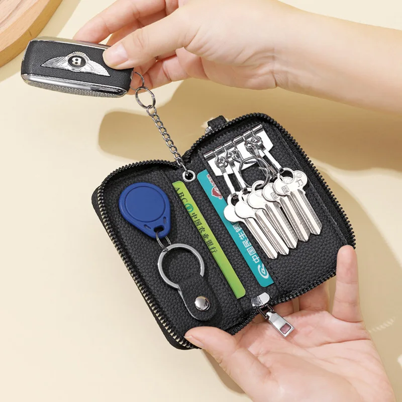 

Большая вместительная сумка-органайзер для ключей из искусственной кожи на молнии с несколькими ключами, креативная мужская кожаная сумка для хранения ключей на талии, подарки