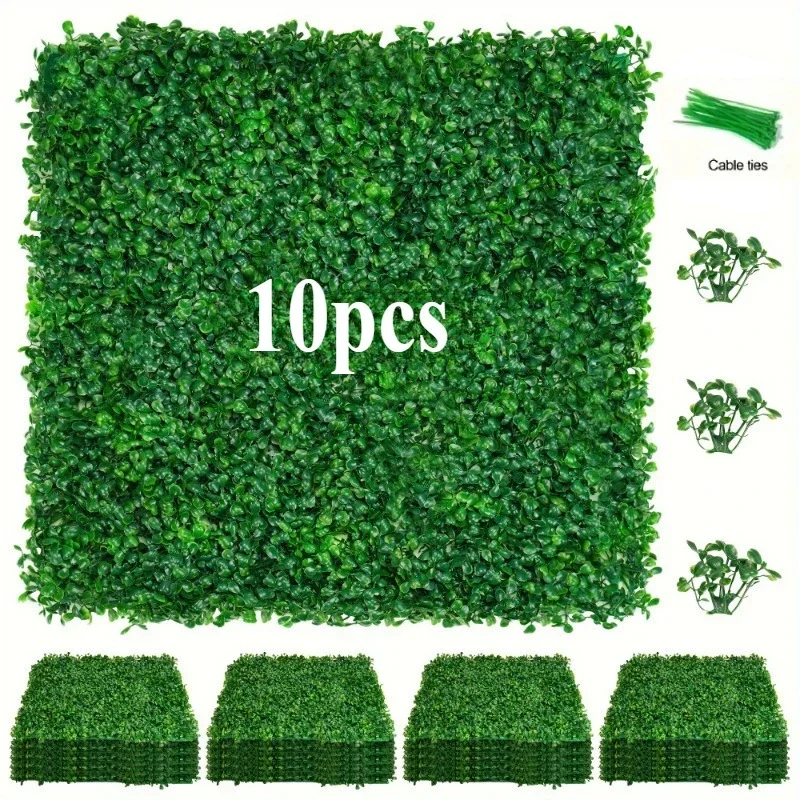 10pcs Artificial Milan Grass Board, Plastic Fake Lawn Wall, Indoor Home and Outdoor Park Decoration, Garden Villa Greening