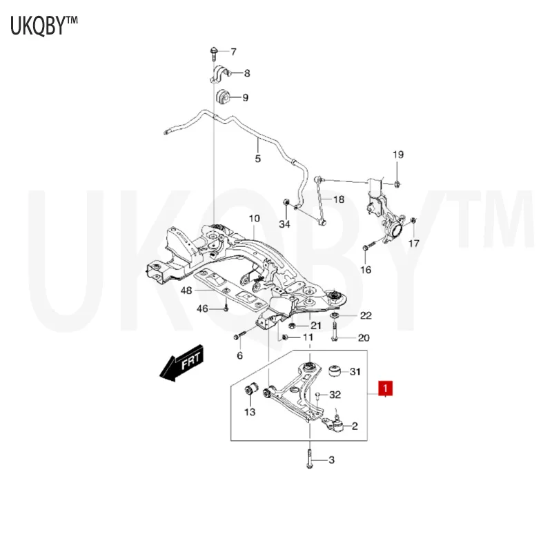 Suitable for Bu ic k 04-15 Ka iy ue right lower swing arm suspension triangle arm suspension bracket lower limb arm 96415064