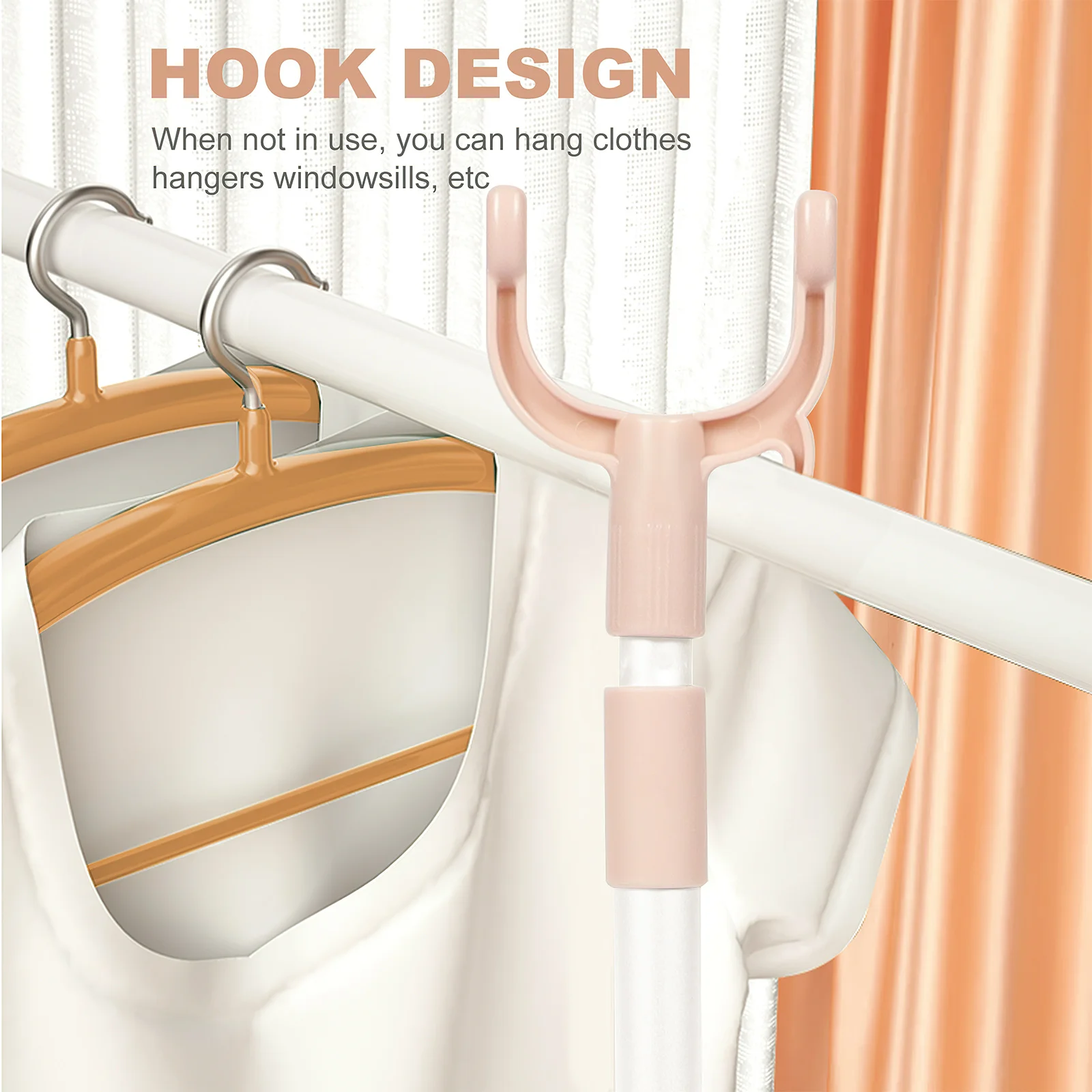 

Extendable Clothes Drying Pole 61-102Cm Heavy Duty 5Kg Support Retractable Clothing Rod for Balcony Home Laundry Organization