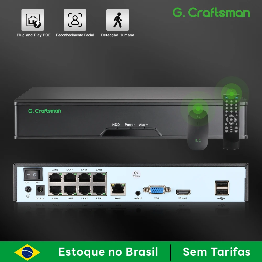 نظام الأمان B-A، 4K: مسجل 8CH POE NVR، يدعم 16CH & H.265X، تسجيل 24/7، التوصيل والتشغيل لكاميرات IP