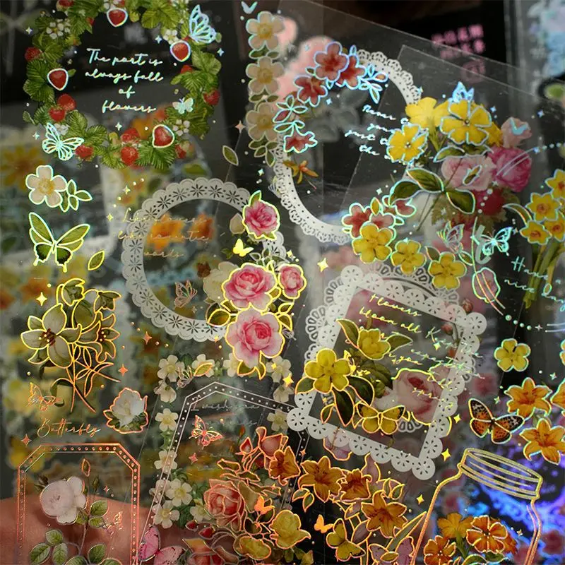 

Premium Self Adhesive PET Gold Foil Stickers 3 Pieces Vintage Botanical for Scrapbook Journal DIY Decor Portable Sticker