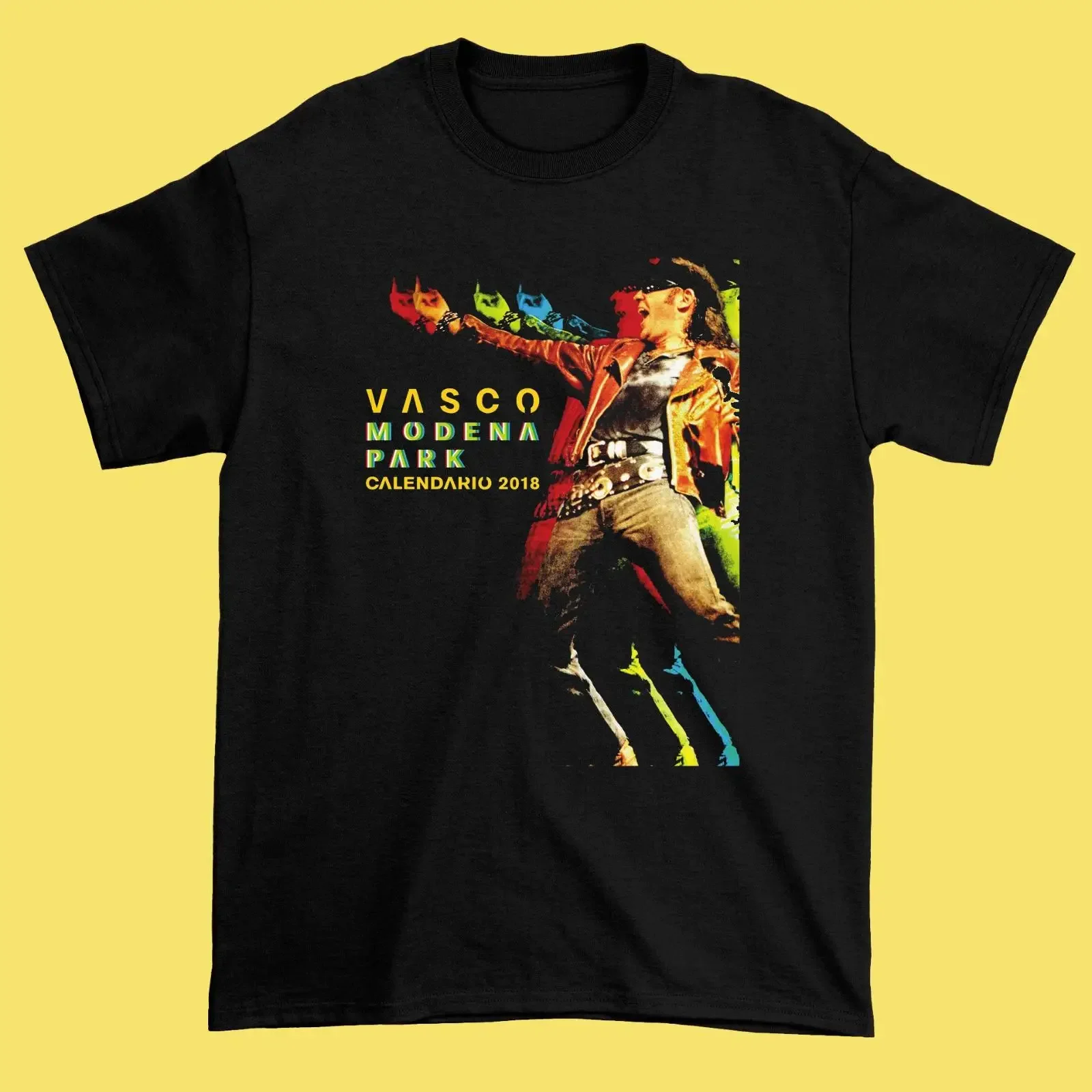 Camiseta negra Vasco Rossi Modena Park Calendar 2018 S 5XL HL838 vintage lavada suave ligeramente versátil elástica informal