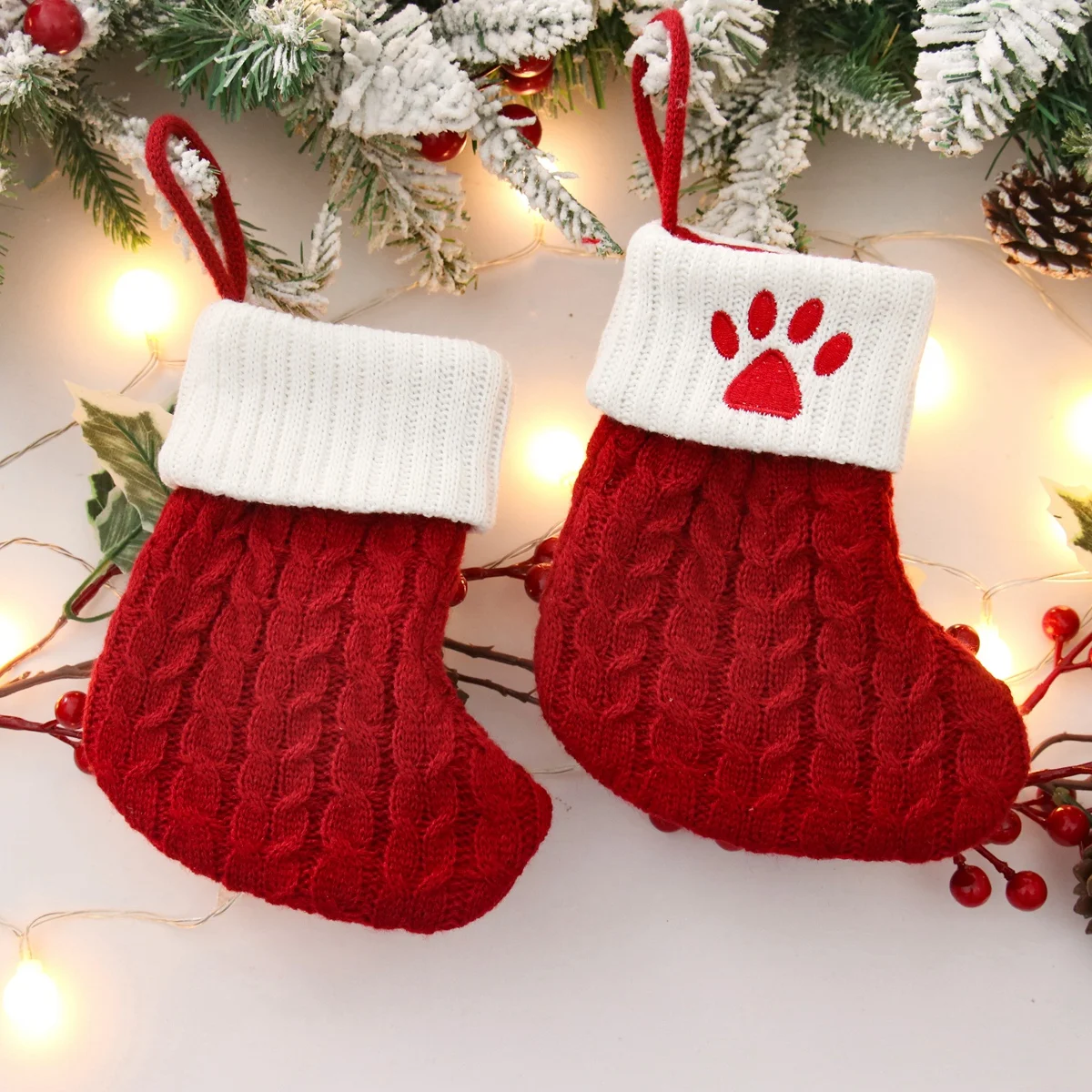 Christmas Red Knitted Socks Hanging Pendant Merry Christmas Decorations For Home 2023 Xmas Gifts Navidad Natal New Year 2024