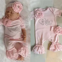 Bebê recém-nascido Flor Romper, Menina Macacão, Headband Outfits, Conjunto De Roupas, Novo