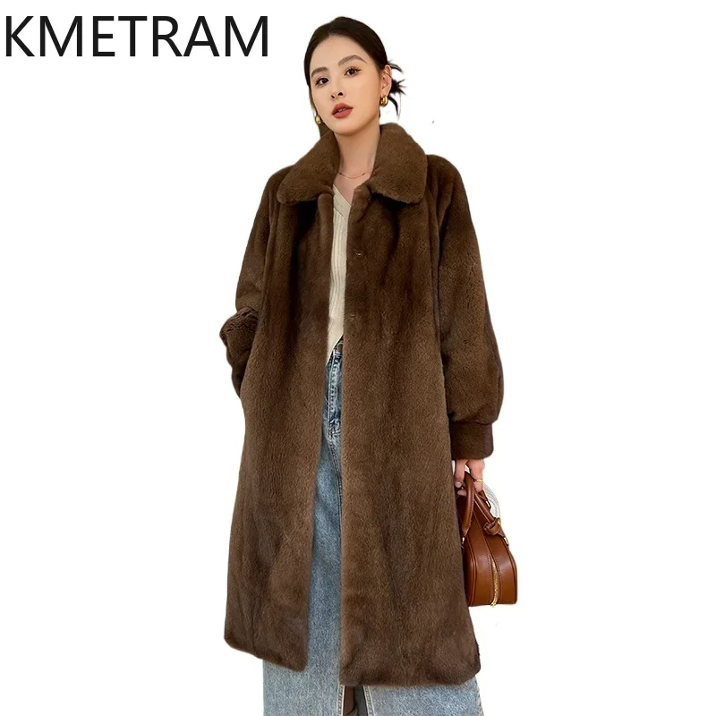 Natural Mink Fur Jacket Luxury Long Fur Coat Women High Quality Jackets for Winter 2025 Fashion Womans Clothing Fourrures Femmes