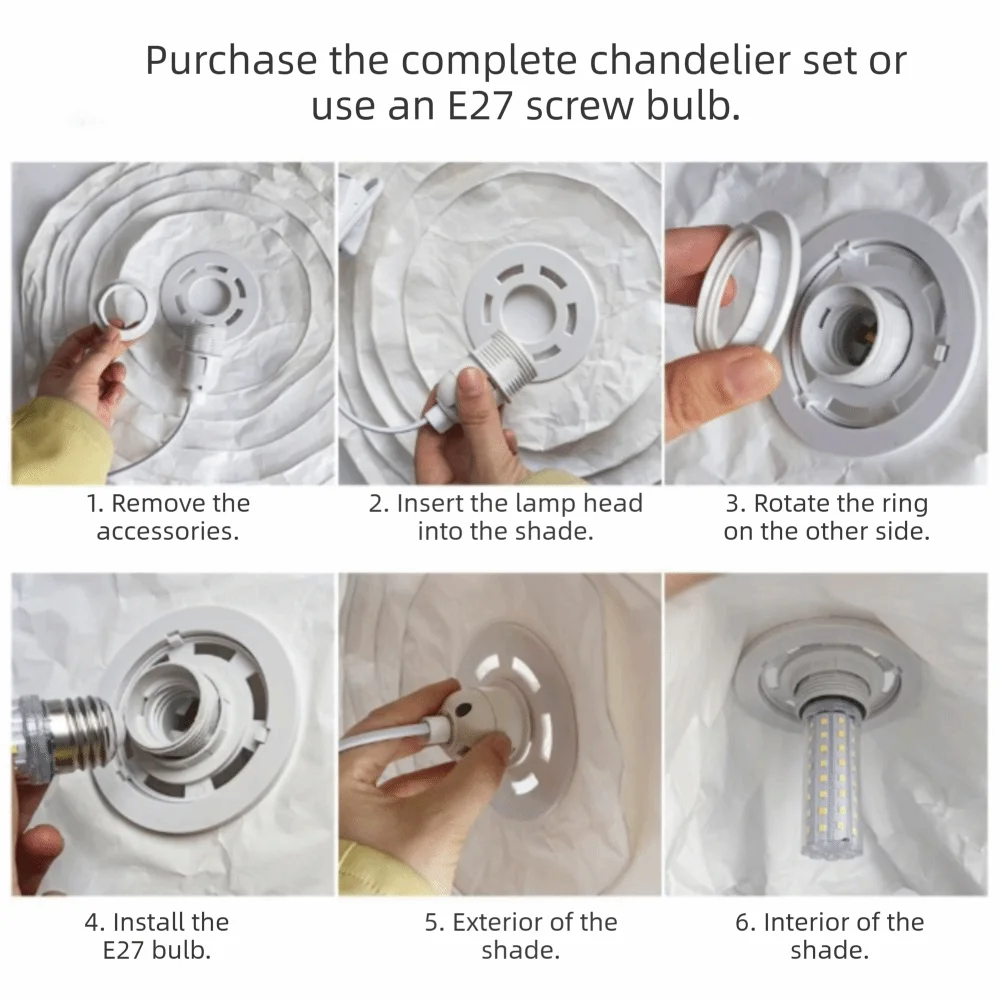 Modern White Paper Lamp Shade Modern Design Art DIY Pendant Light Cover Flower Shape Handcrafted Style Ceiling Lampshade Bedroom