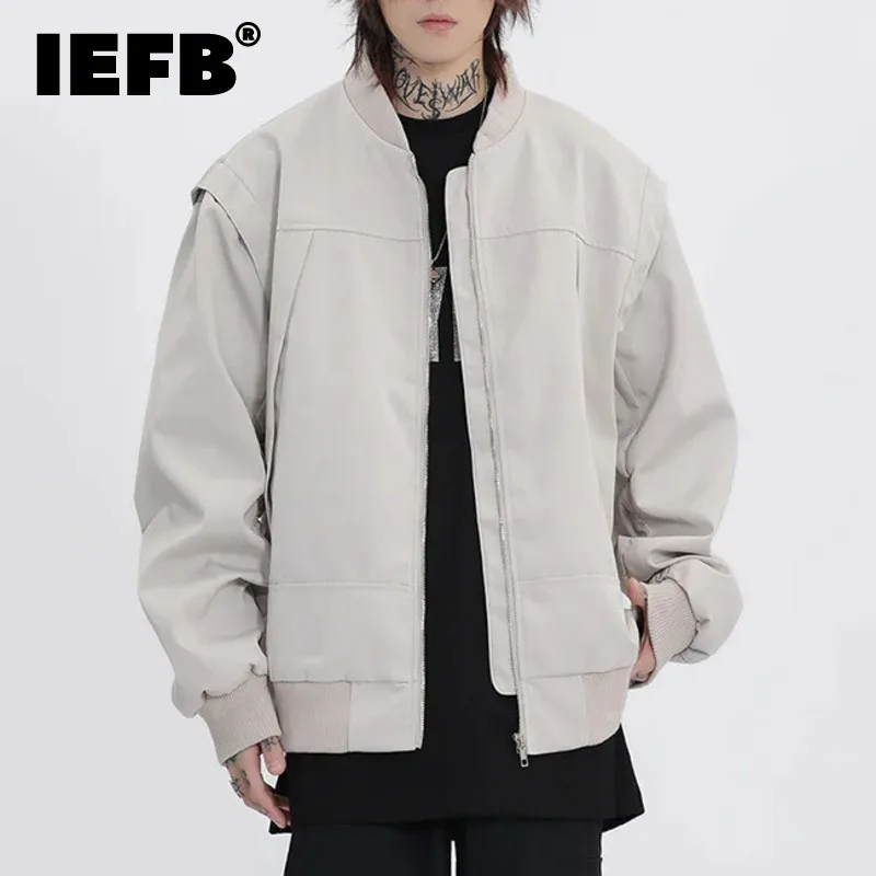 

IEFB Male Cargo Jackets American Style Solid Color Patchwork Zipper Men's Short Coats High Street Autumn New Stylish 2024 9C4890