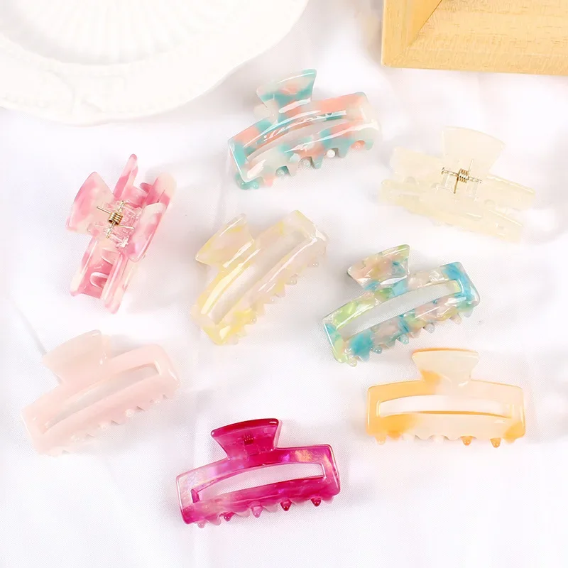 28 Colors Acetate Korean Style Hair Claw Hair Clips For Women Fashion Mini Hollow Geometric Children Hair Accessories Headwear