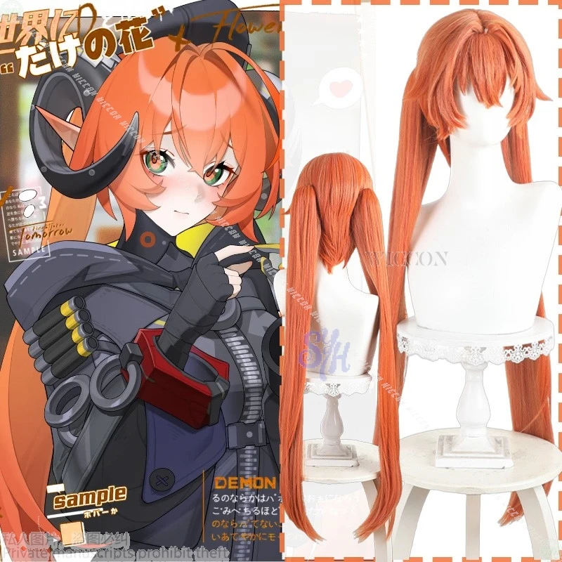 

Anime Game Zenless Zone Zero Cosplay Orphie Costume Long Orange Double Ponytail Kawaii Jirai Kei Girls Wigs Hair Heat Resistant
