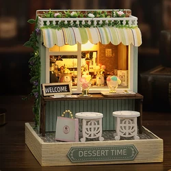 Wooden Miniature Doll House DIY Handmade Assembly Model Building Kit With Dust Cover 3D Puzzle Toy Birthday Gift Dollhouseouse