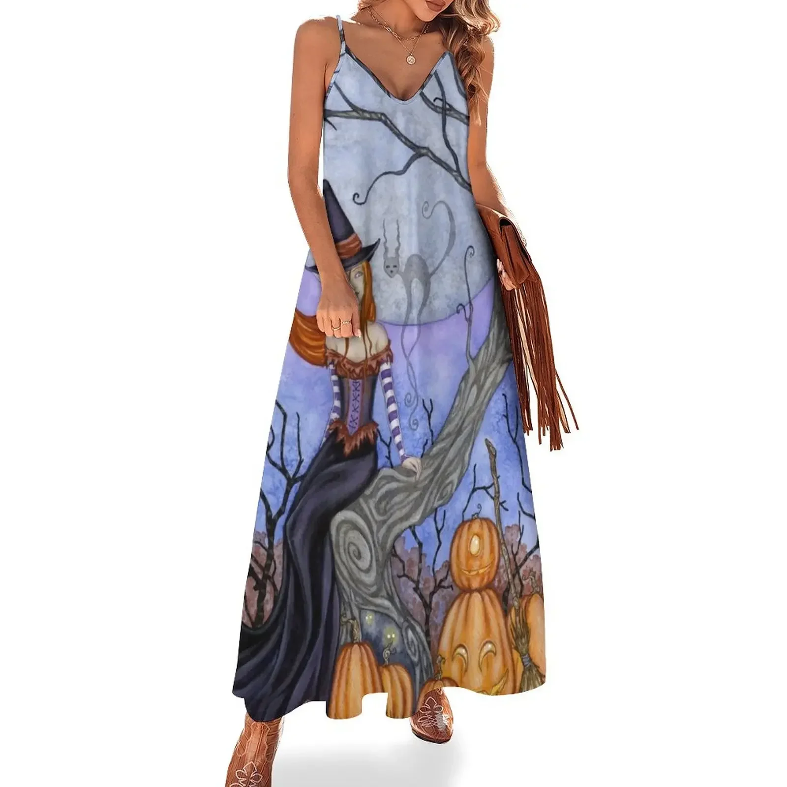 The Halloween Tree Sleeveless Dress prom clothes chic and elegant evening dress Dress women