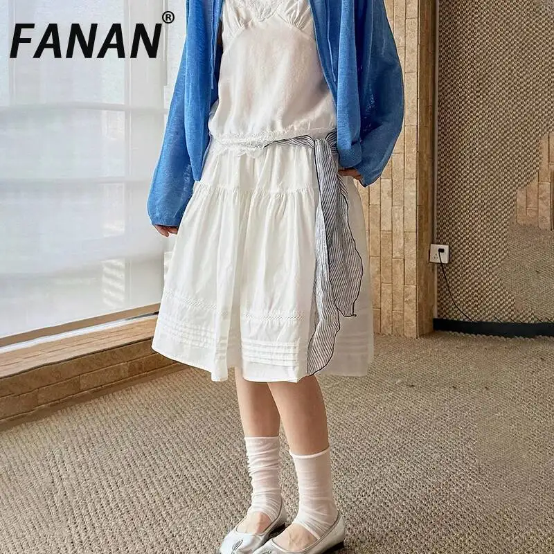 

FANAN Summer New Korean Style Simple Fresh Elastic Waist Shorts Minimalism Loose Short Skirt For Women Fashion Clothing