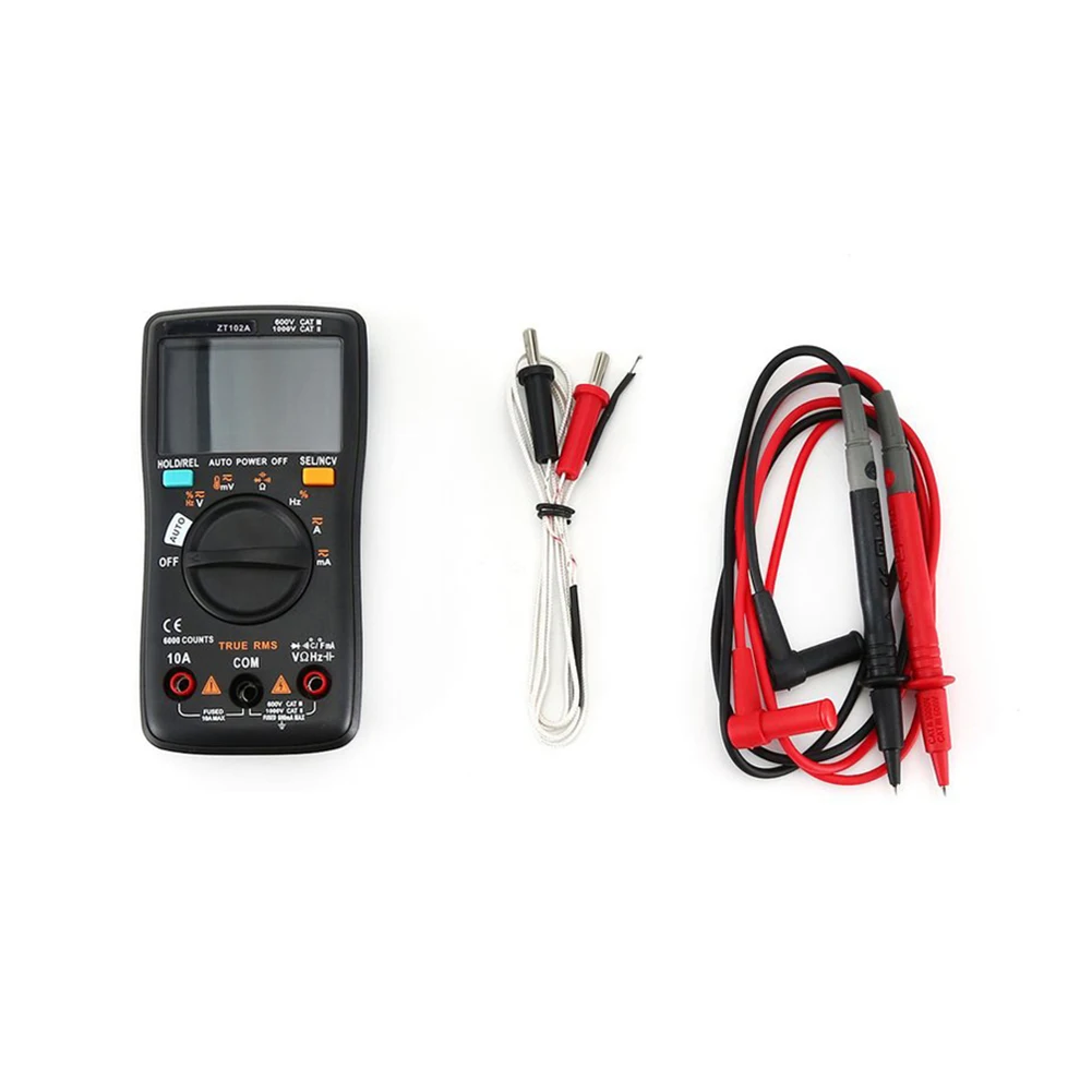 

Цифровой мультиметр ZT102A для электромонтажных работ с режимом NCV, автоматическим выбором диапазона и многопараметрическим измерением