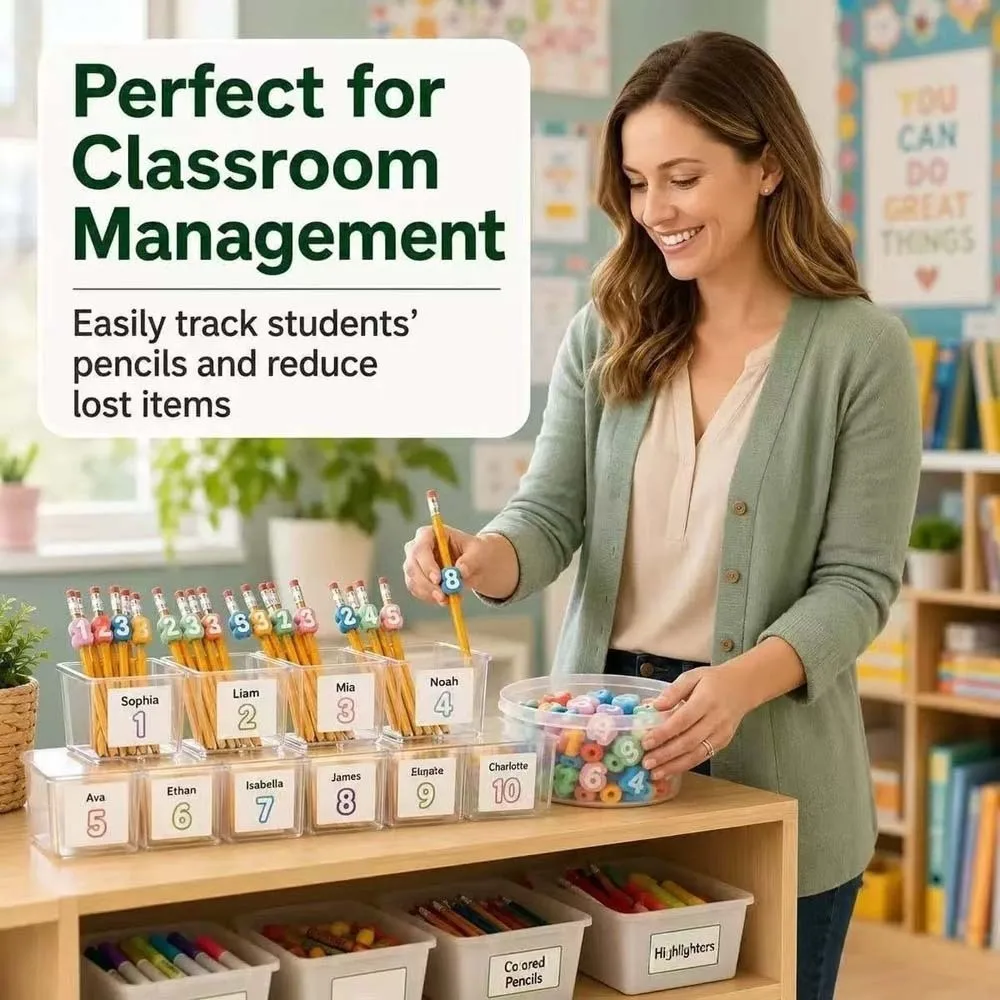 Creative Numbered Pencil Toppers Colorful Portable Reusable Pen Caps Flexible Durable Student Identification Tags Classroom