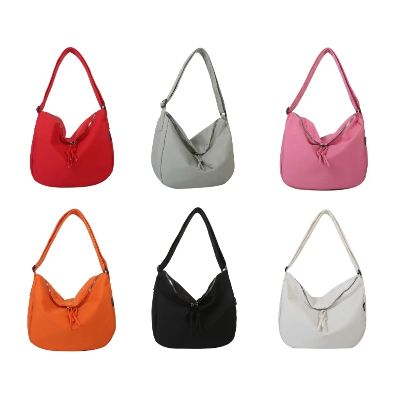 Nylon Tote Bag Reusable Women Hobo Shoulder Bag Crossbody Handbag Zipper Closure