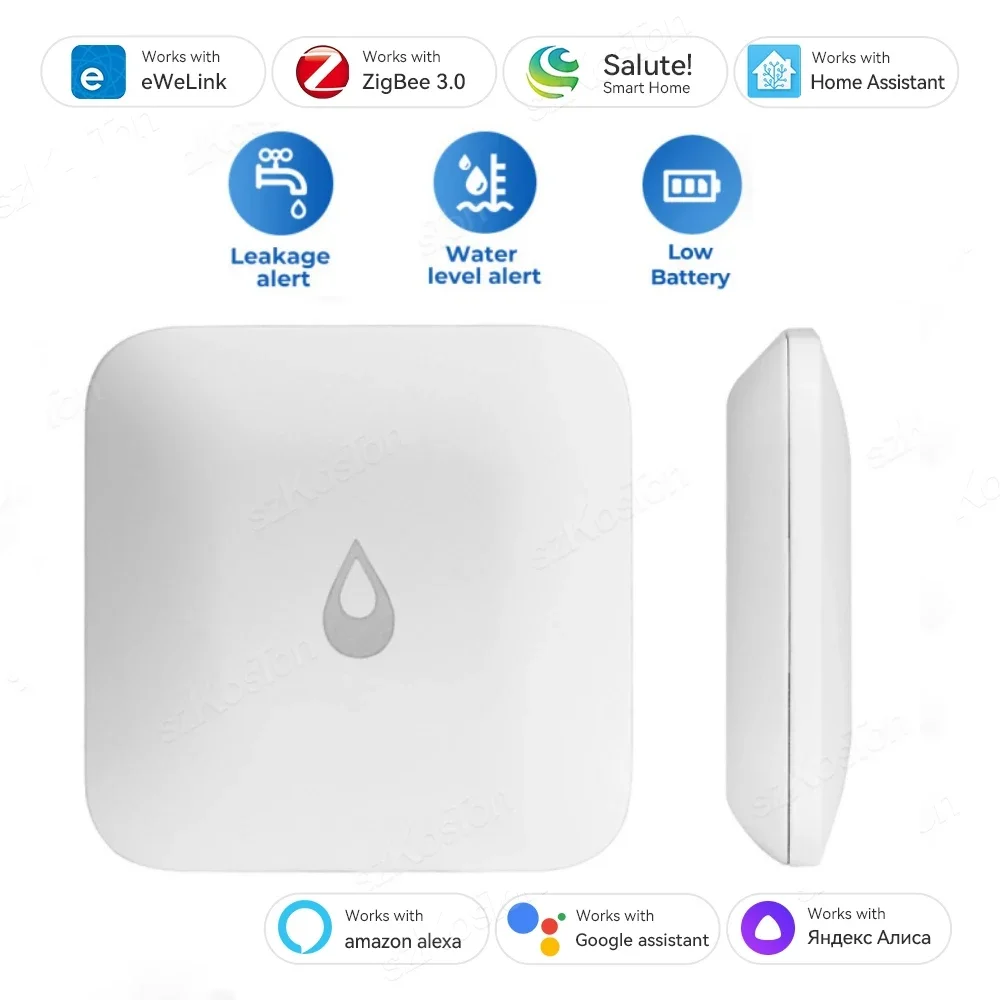 

Ewelink APP Zigbee Smart Home Water Leak Sensor Wireless Detector Water Leakage Level Overflow Alarm Work with Home Assistant