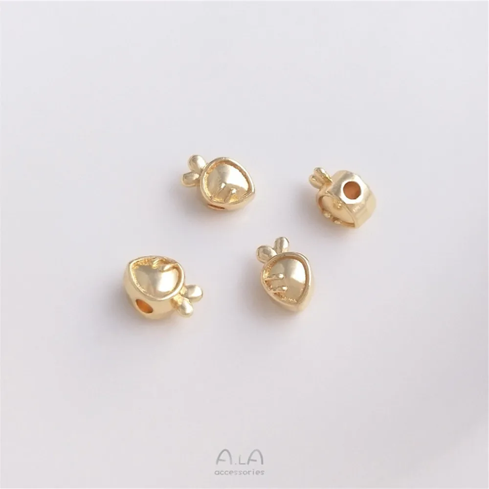 Pacchetto 14K oro cartone animato carota coniglio distanziatore perline foro grande perline fatti a mano accessori perline braccialetto fai da te materiali gioielli