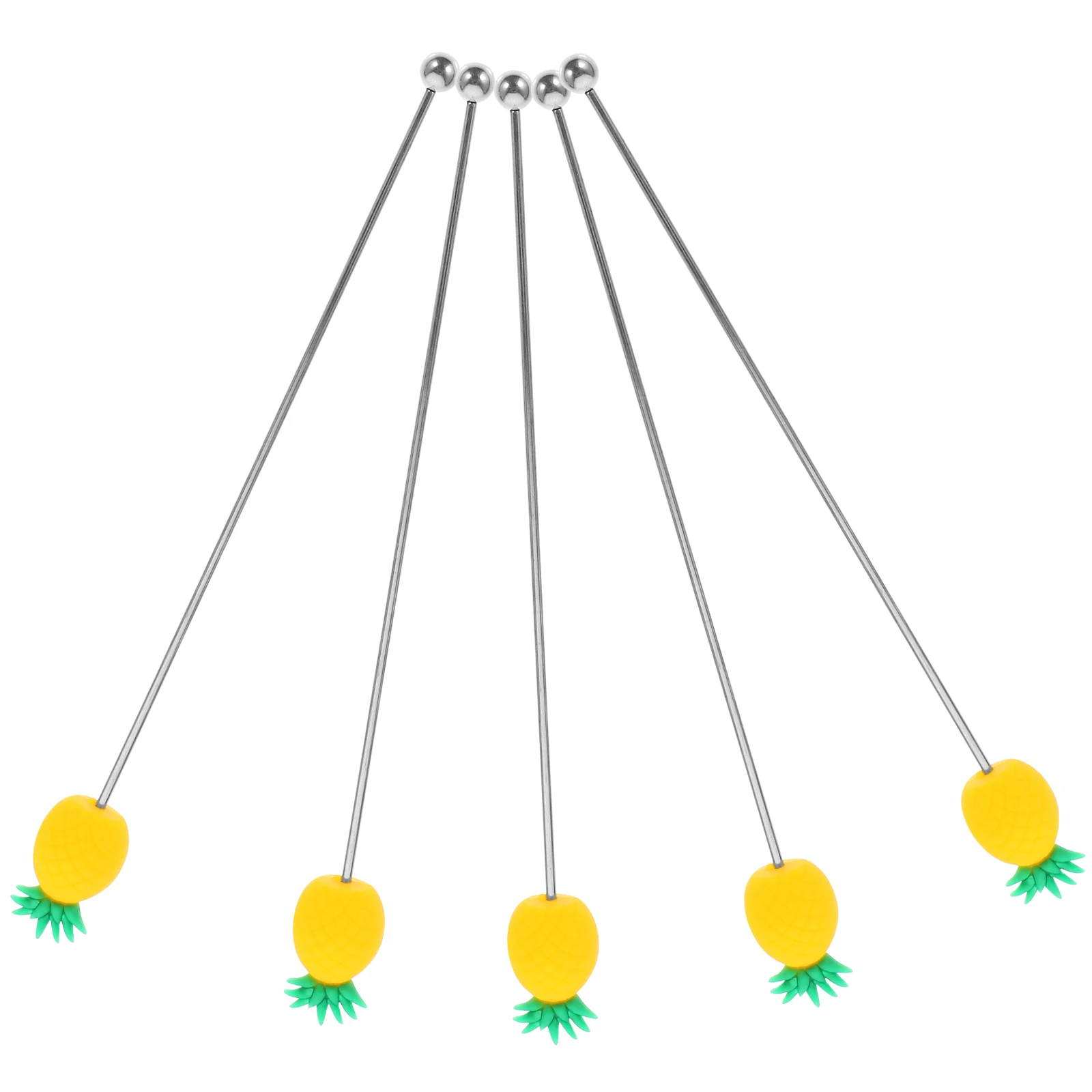 

5Pcs Fruit Dessert Sticks Handmade Metal Stirrers Easy Clean Swizzle Sticks for Juice Milk Tea Holiday Drink Mixer Tools