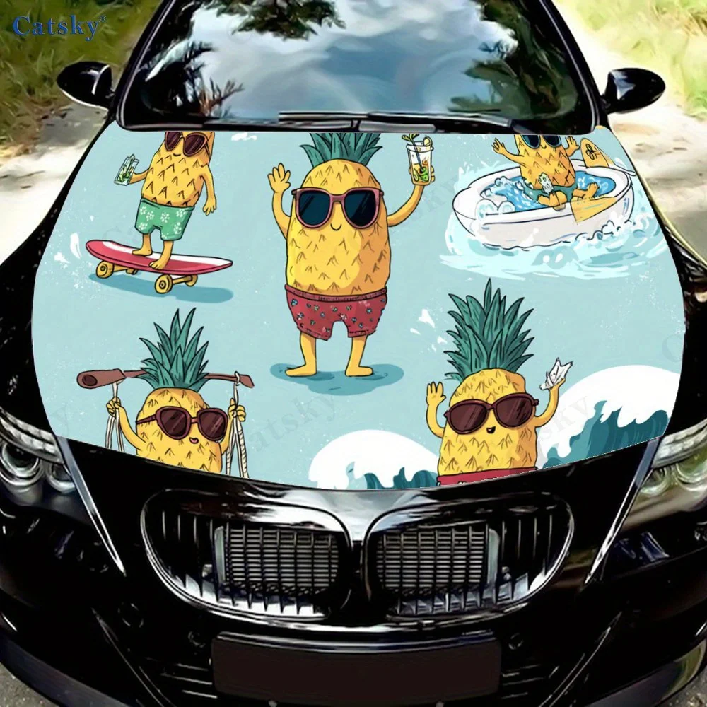 

Cool Pineapple print,car hood stickers,PVC waterproof Self adhesive car hood sticker,car hood decoration protection stickers,Aut