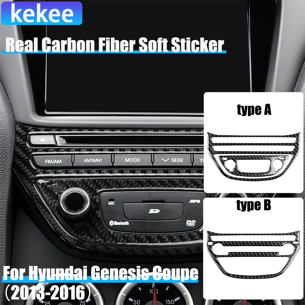 

Real Carbon Fiber Car Accessories Center CD Radio Player Trim Cover Soft Sticker For Hyundai Genesis Coupe 2013 2014 2015 2016