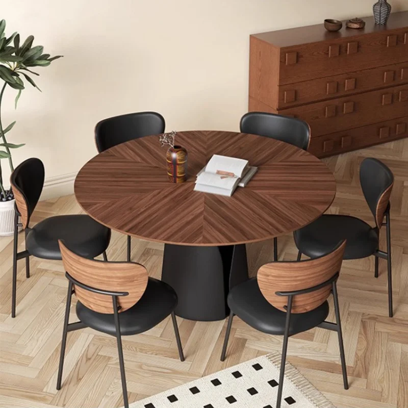 Medieval round dining table French retro style high-end dining table designer aesthetic mesa comedor redonda kitchen furniture