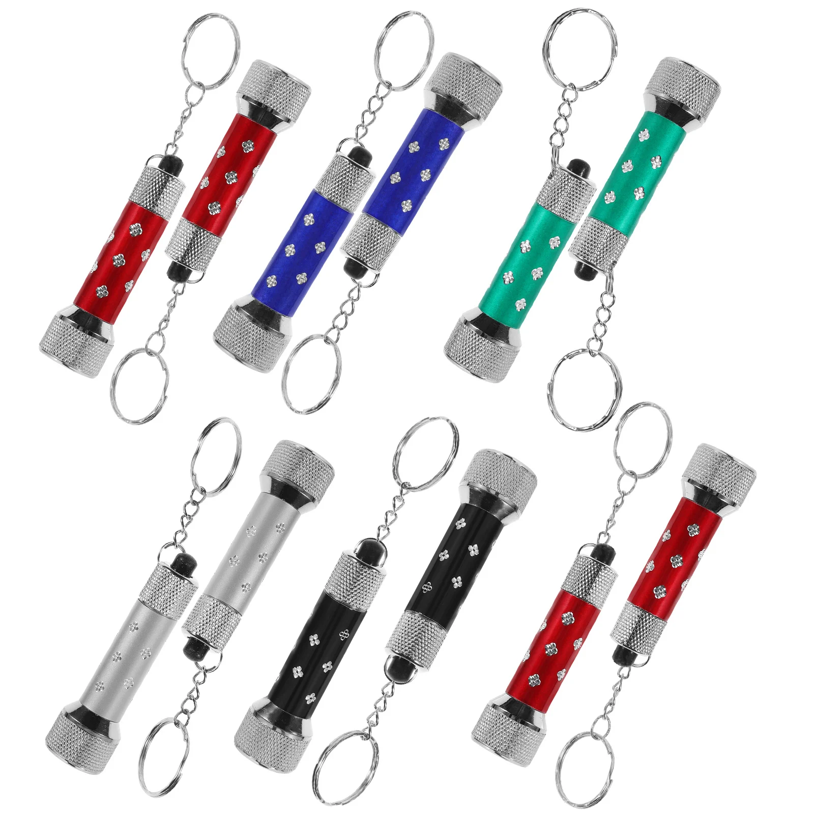 

20Pcs Mini LED Torch Keychains Durable Aluminum Alloy Portable Flashlight Keyring Emergency Use Creative Stylish Black Silver