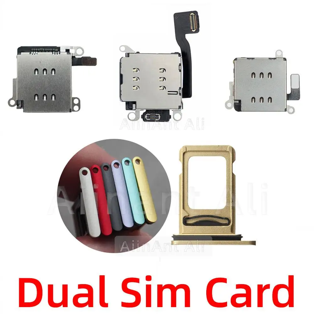 AiinAnt Double Dual Sim Card Holder Adapter Connector Reader Flex Cable For iPhone XR 11 12 13 Pro Max Phone Parts 