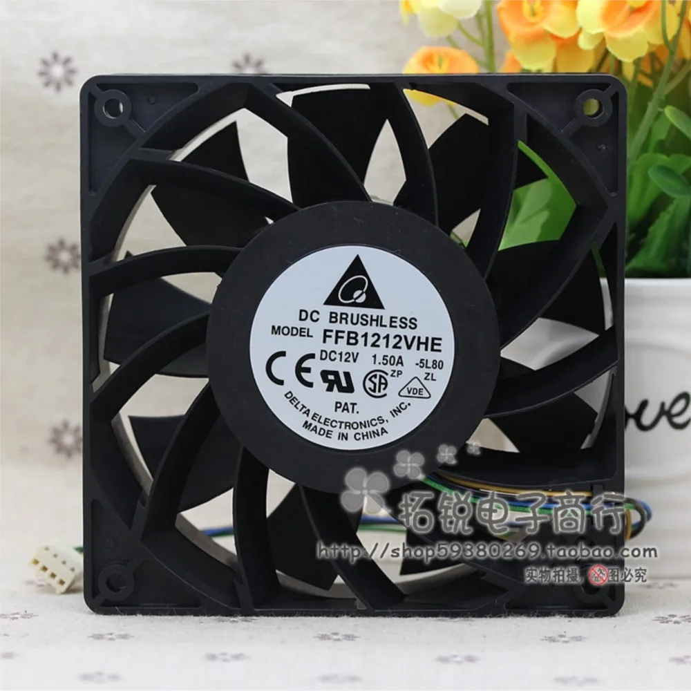 for Delta FFB1212VHE 12038 120mm 12cm DC 12V 1.50A PWM High Speed Large Airflow Cooling Fan, High Airflow for GPU Miner Case Fan