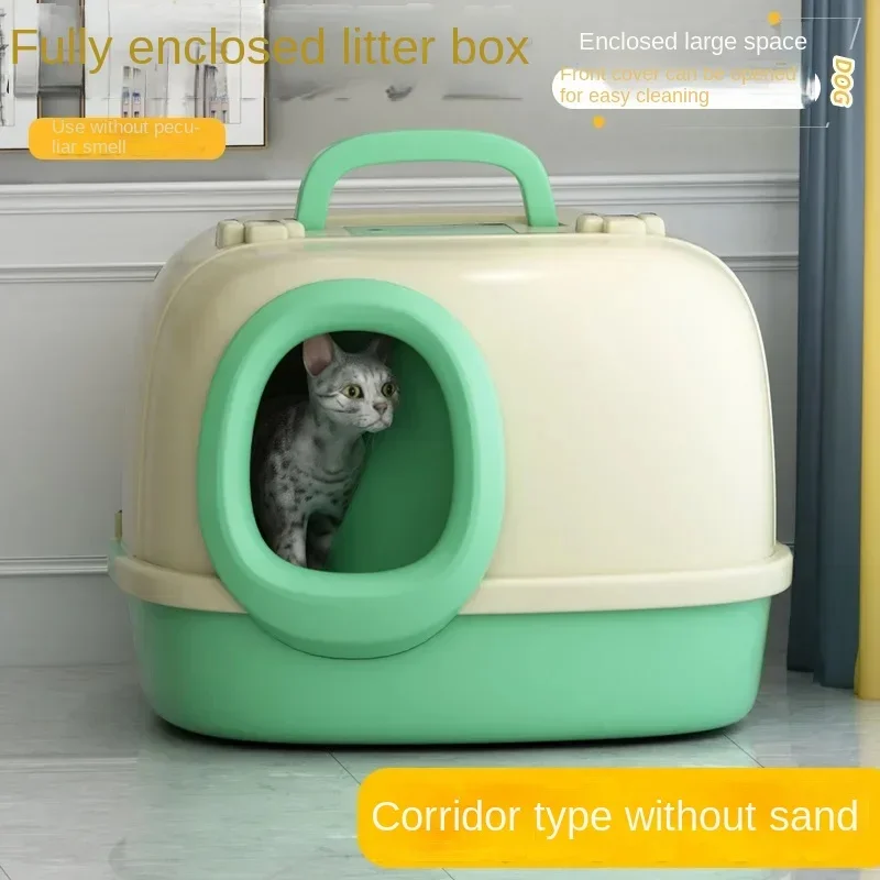 Corridor-Style Fully Enclosed Large Cat Litter BoxSplash ProofSand ProofOdor ProofOversized Toilet Litter BoxCat Restroom