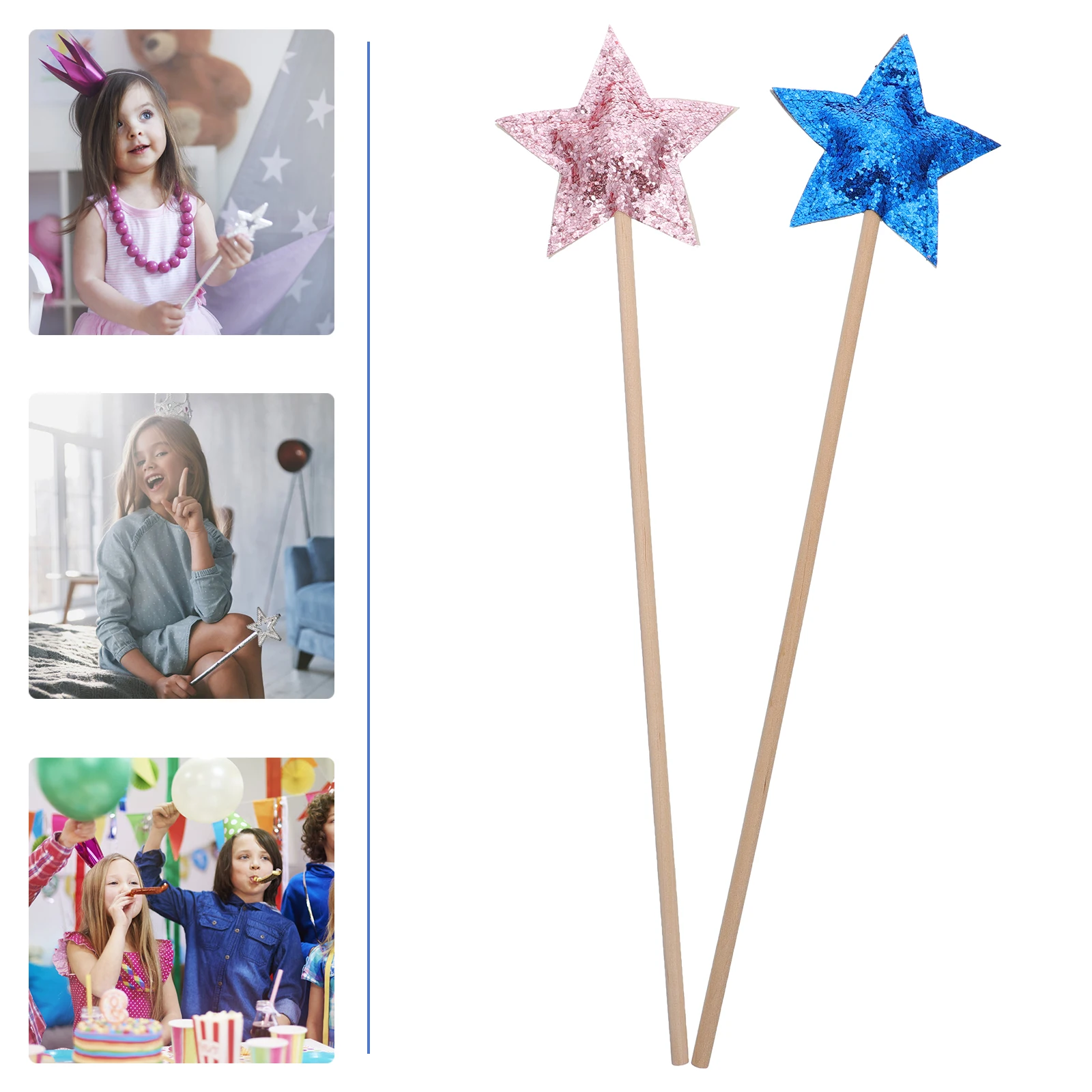 

2PCS Fairy W Props Star Shape Delicate Birthday Party Decorations Kids Lightweight Solid