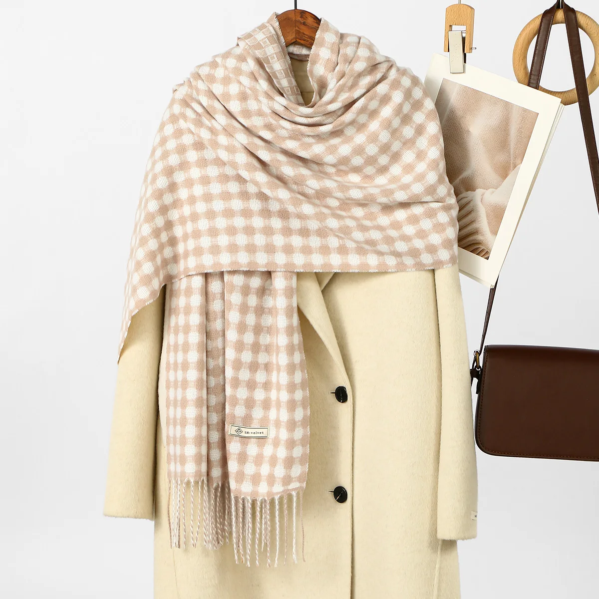 Neuer Leoparden-Kaschmirschal für Damen, Winter, hält warm, modischer kariertes, langer Schal, Damen-Wickel, dicker Pashmina, für den Außenbereich – Detail 38