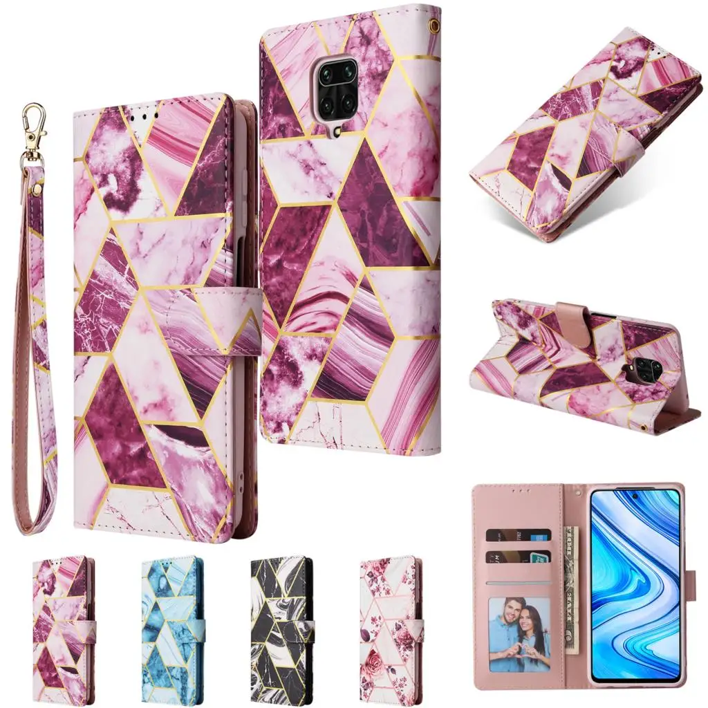 Marble Painted Flip Wallet Case for Xiaomi Redmi Note 10 9 9S Pro Max 8 8T 7 9A 9C 8A 7A Leather Coque Stand Card Holder Funda