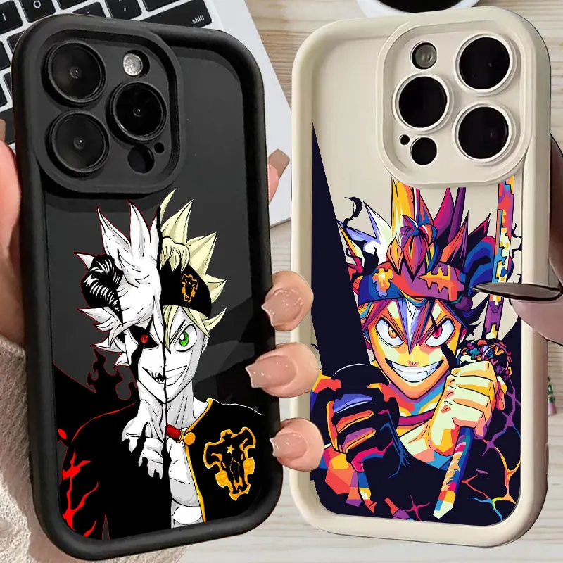 Asta Black Clover Anime Phone Case For iPhone 16 15 14 13 11 Pro Max 12 Mini XS Case For iPhone 15 16 Plus Soft Protective Cover