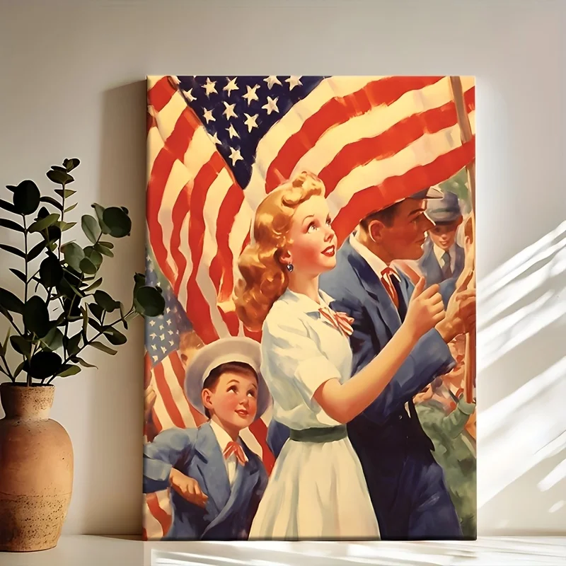 Vintage 4 de julio Día de la Independencia Americana, decorar tu dormitorio de oficina, sala de estar, un regalo pensativo, decoración del día