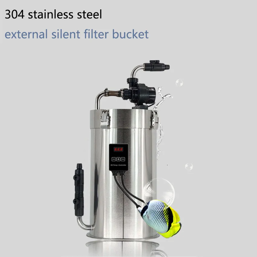 Seau de filtre d'aquarium externe en acier inoxydable, baril de filtre externe d'aquarium, tortue, seau de filtre à cartouche externe 5-22L
